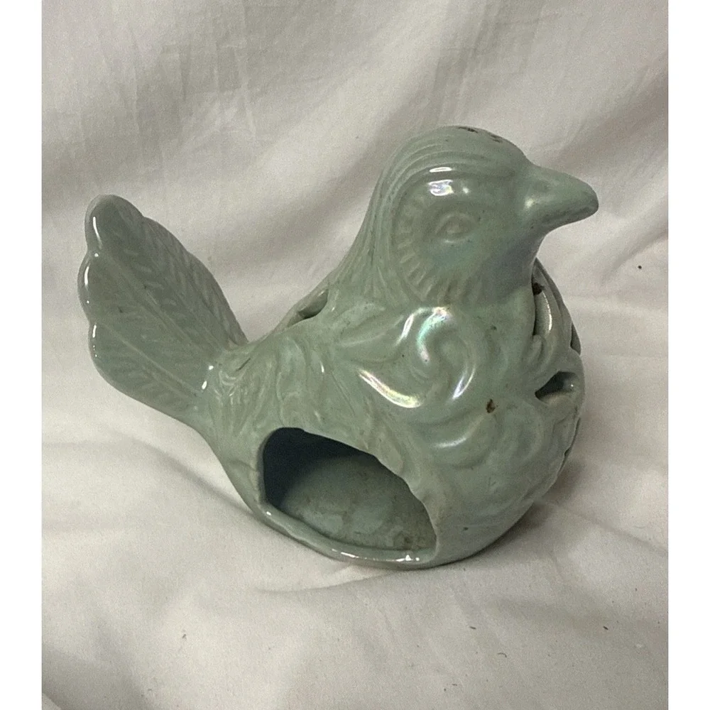 Potpourri Sachet Sage Bird Tea Light Votive Luminary Garden Pottery Decor Shabby